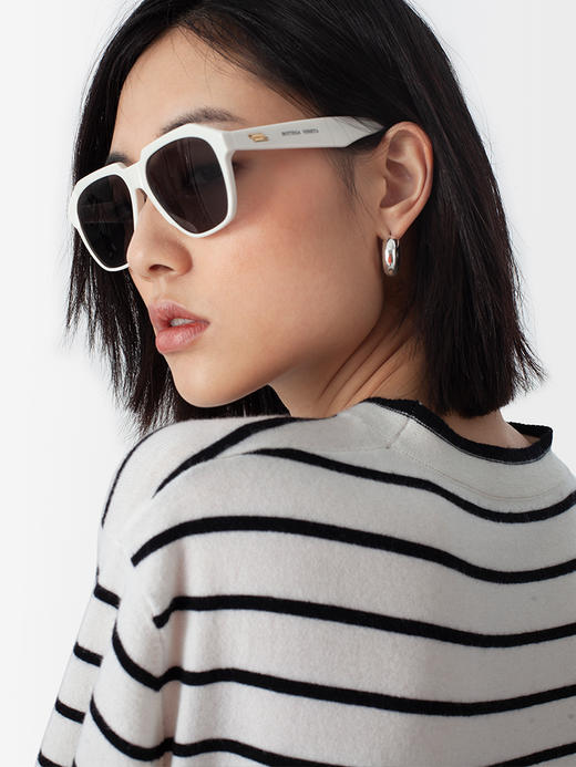 322工房经典再造羊毛羊绒圆领针织T恤2023春夏条纹针织套头衫B024 商品图3