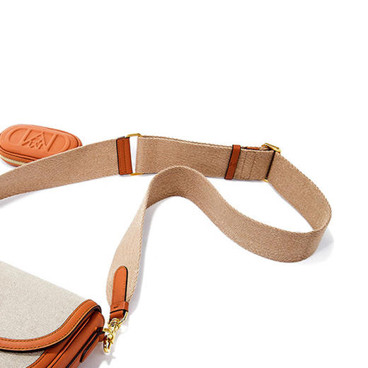 MCM 女士Mode Travia织物配皮小号单肩斜挎包马鞍包 棕色 MWRCALD03 商品图3