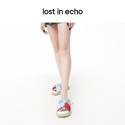 [断码]lost in echo设计师品牌休闲百搭交叉带印花厚底拖鞋 商品图3