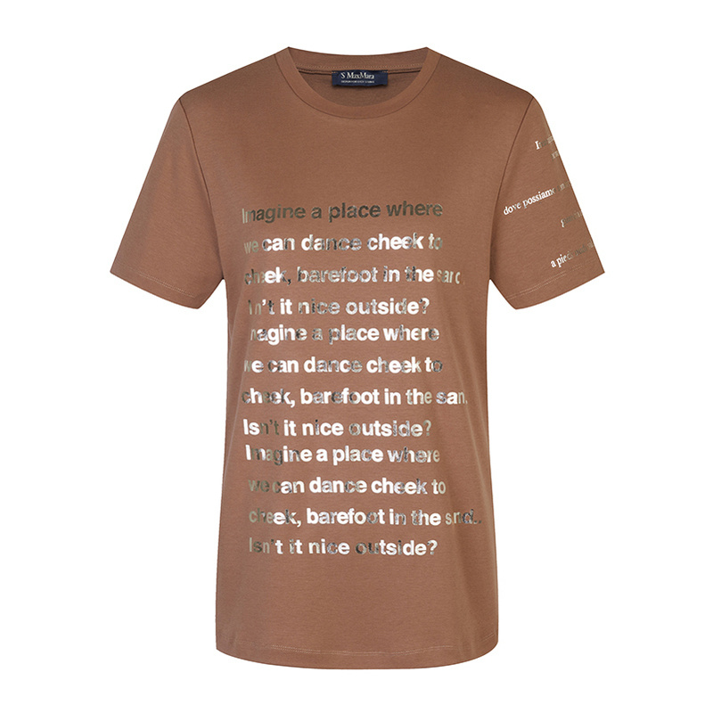 S MAXMARA 麦丝玛拉 女士棉质字母圆领短袖T恤 GIGA