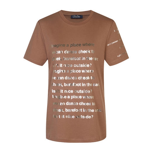 S MAXMARA 麦丝玛拉 女士棉质字母圆领短袖T恤 GIGA 商品图0