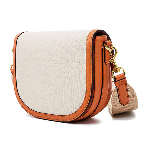 MCM 女士Mode Travia织物配皮小号单肩斜挎包马鞍包 棕色 MWRCALD03 商品图2