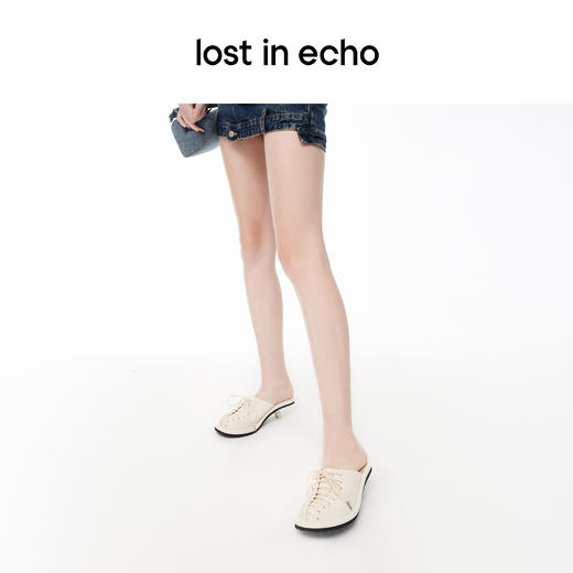 【下架】lost in echo 2023春夏新款缠绕绑带胸衣设计圆头穆勒低跟凉拖 商品图3