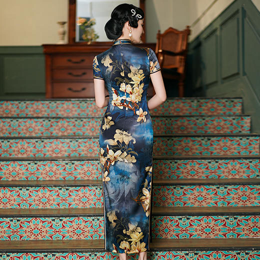 WX-WXG-4春夏新款重磅真丝双层改良日常旗袍连衣裙 商品图1