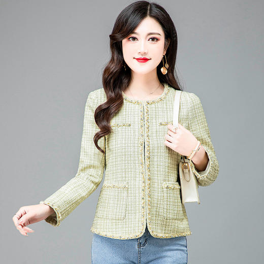 优雅小香风，圆领修身版型小外套QYM-HSY-S23A017-Y 商品图6