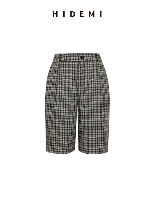 HIDEMI 格纹大廓形伞状廓形极简套装 风衣/中短裤 商品图14