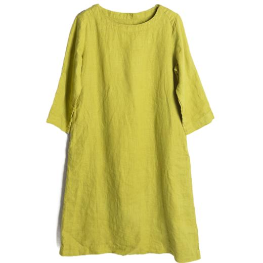 * 绽放/D284/自然文艺纯亚麻连衣裙女宽松复古大码长款棉麻裙 商品图4