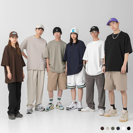 「十款配色！ 250g重磅棉」韩路日系男装 250g重磅纯棉T恤 男春夏新款宽松多色打底衫短袖上衣 商品图1