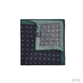 藏蓝色波点羊毛手工口袋巾