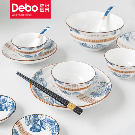 Debo德铂艾丽娜22头陶瓷餐具吃饭碗面碗汤碗家用碗碟 卡梅拉12头套装组合耐高温高颜值 商品图5