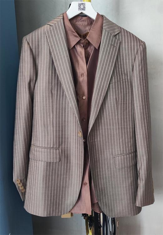 男装修身西服套装/单西 霸道总裁范 灰咖条纹 进口稀缺面料 J204M4662 商品图1