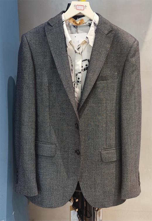 男装修身西服套装/单西 霸道总裁范 深灰人字纹 进口稀缺面料 J204M4662 商品图3