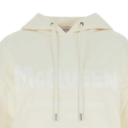 ALEXANDER MCQUEEN 亚历山大.麦昆 女士棉质字母徽标涂鸦印花连帽卫衣 浅黄色 674882 QZAHR 0954 商品图2