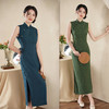 SKY 20565时尚改良花罗无袖长款旗袍 商品缩略图3