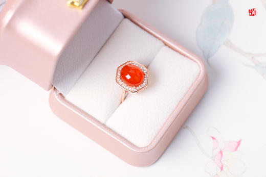 南红保山冰红戒指【舞纱】 925银镶 商品图1