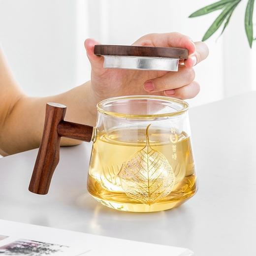 【一叶菩提泡茶玻璃杯】 茶水分离办公玻璃杯 带过滤个人喝水耐热杯餐饮用具 商品图2