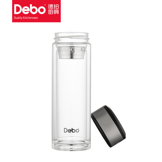 Debo德铂汉纳斯高硼硅玻璃套装杯304不锈钢过滤茶漏茶杯办公水杯320ml+360ml两件套 商品图11