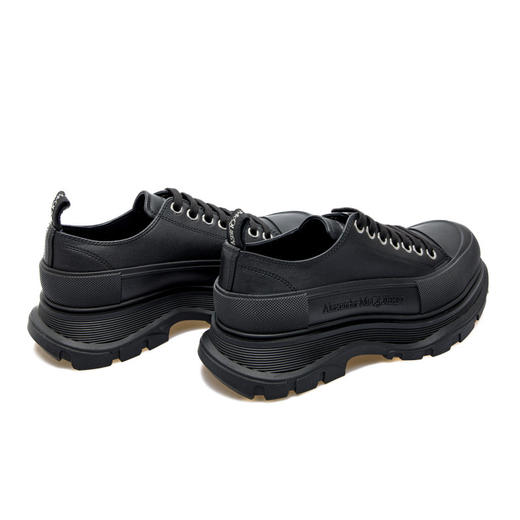 ALEXANDER MCQUEEN 亚历山大.麦昆 男士皮革 Tread Slick 系带休闲运动鞋 黑色 705662 WHZ62 1081 商品图3