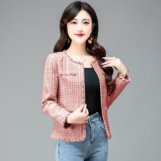 优雅小香风，圆领修身版型小外套QYM-HSY-S23A017-Y 商品图5