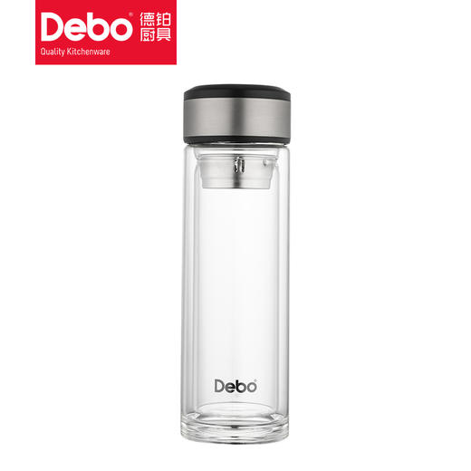 Debo德铂汉纳斯高硼硅玻璃套装杯304不锈钢过滤茶漏茶杯办公水杯320ml+360ml两件套 商品图13