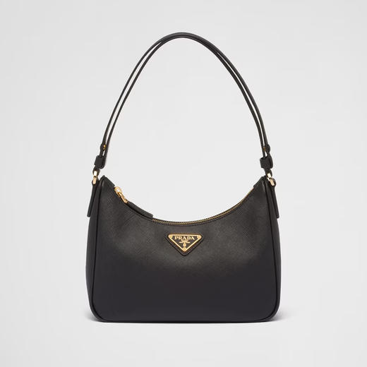 【一】PRADA 普拉达 女士 Saffiano 十字纹皮革珐琅金属三角形徽标迷你手提包 黑色 1BC204 NZV F0632 JOM 商品图0