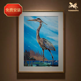 铜师傅 手工錾刻 铜雕画《蓝鹭之二》