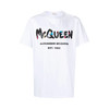ALEXANDER MCQUEEN 亚历山大.麦昆 男士棉质字母涂鸦徽标印花圆领短袖T恤 白色 727285 QUZ22 0900 商品缩略图0