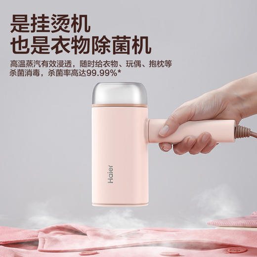 海尔（Haier） 手持挂烫机家用蒸汽小型便携式折叠电熨斗学生宿舍熨衣服神器 珊瑚粉HY-GW2503 商品图2