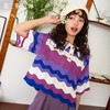 两三事 新星纪元 复古撞色波浪纹polo领针织衫女 商品缩略图0
