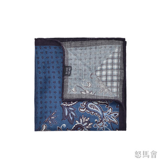 蓝色羊毛手工口袋巾 商品图0