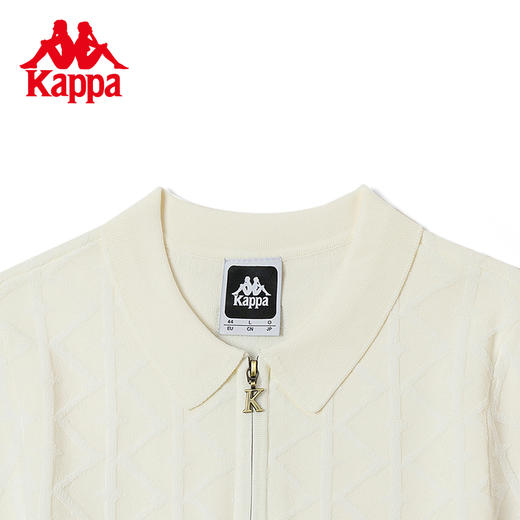 Kappa卡帕短袖2023新款女针织POLO衫半拉链运动短袖休闲提花T恤 商品图3