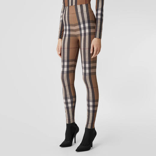 BURBERRY 巴宝莉 女士格纹弹力平织紧身休闲运动裤 格子 8060866 A8894 商品图1