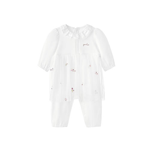 英氏童装婴儿衣服2023春新款女宝纯棉哈衣网纱连体衣YRHAJ1P158A 商品图4