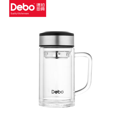 Debo德铂汉纳斯高硼硅玻璃套装杯304不锈钢过滤茶漏茶杯办公水杯320ml+360ml两件套 商品图12