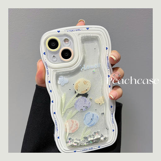 「苹果系列」小众艺术流沙郁金香适用苹果14promax手机壳iPhone1312pro手机膜壳 商品图4