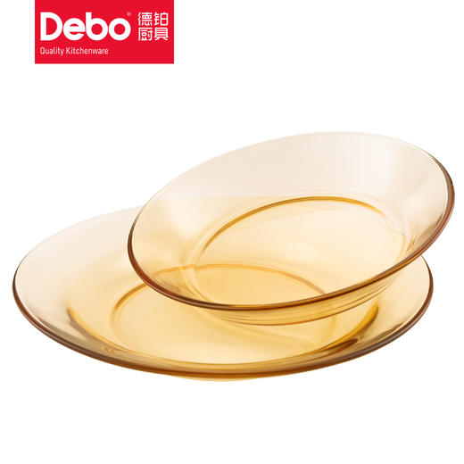 Debo德铂尤妮思琥珀色高硼硅玻璃碗盘子甜品水果沙拉碗耐高温家用大碗盘 商品图8