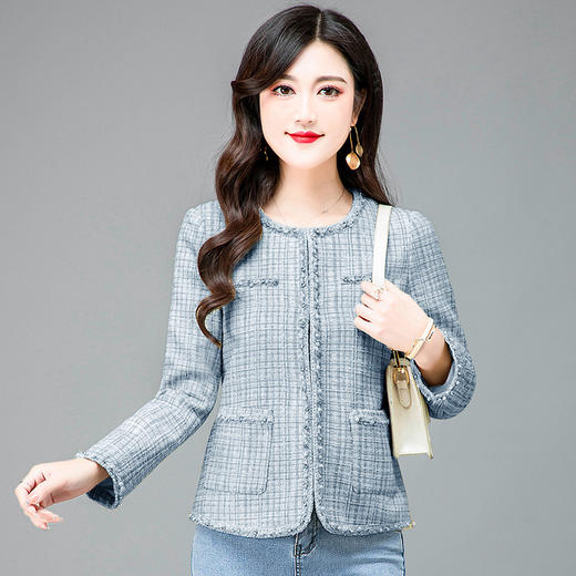 优雅小香风，圆领修身版型小外套QYM-HSY-S23A017-Y 商品图1
