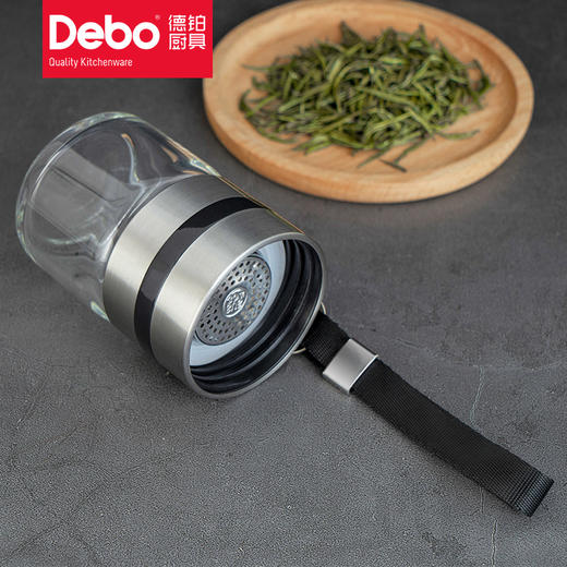 Debo德铂特尔斯高硼硅玻璃杯便携式茶杯泡茶水杯分离中式乐扣水壶260ml 商品图4