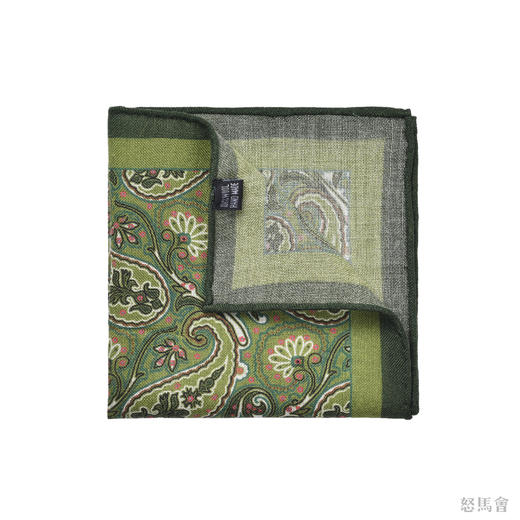 牛油果绿色羊毛手工口袋巾 商品图0
