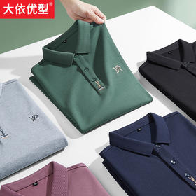 换【新款DK】大依优型大码刺绣长袖Polo衫商务休闲绅士免烫翻领T恤胖子宽松男休闲气质刺绣POLO衫