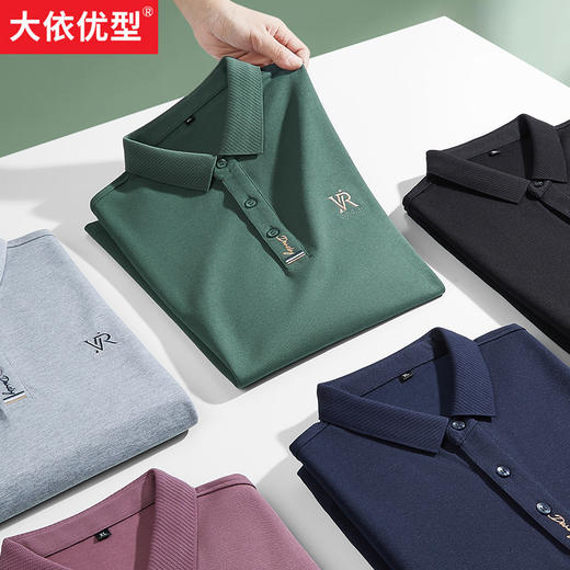 换【新款DK】大依优型大码刺绣长袖Polo衫商务休闲绅士免烫翻领T恤胖子宽松男休闲气质刺绣POLO衫 商品图0