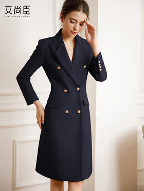 艾尚臣双排扣职场气质职业连衣裙收腰显瘦知性女装西装裙休闲裙子