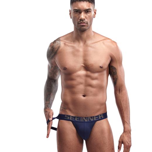 希内男士内裤纯色运动丁字裤修身性感低腰双丁内裤 商品图2