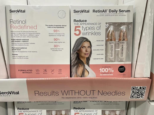 新款来了‼限时特价💰368元/组！🔥️SeroVital 视黄醇角鲨浣➕肽祛皱精华30ml*两瓶装❤️ 无香型 商品图2