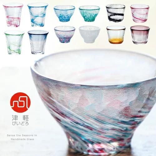 日本津轻纯手工日式清酒杯家用茶杯彩色玻璃杯 商品图5