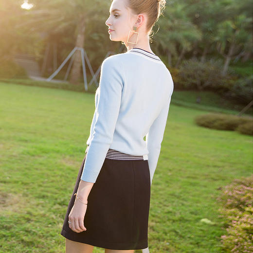 欧芮儿秋装女2019 高腰开叉半身裙短款休闲显瘦百搭包臀裙 商品图4