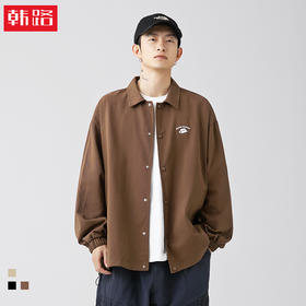 「三款配色」韩路日系男装 潮牌教练夹克男春季款纯棉情侣户外印花工装外套上衣