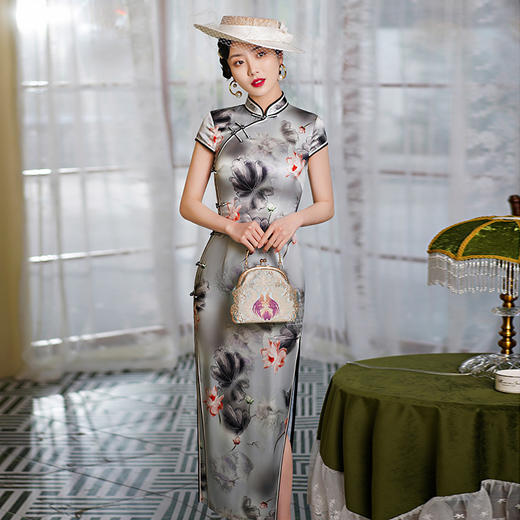 WX-WXG-15新款真丝旗袍桑蚕丝复古夏季长款女改良日常年轻款气质 商品图2