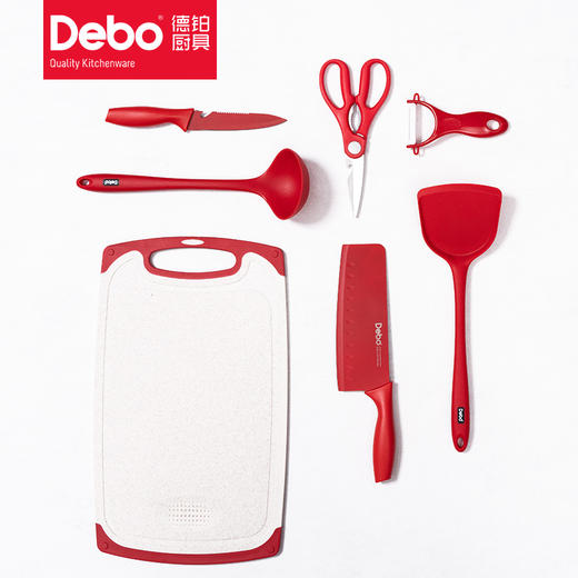 Debo德铂伽利特厨房用具七件套水果刀削皮刀菜刀剪刀粘板勺子铲子送礼品 商品图6