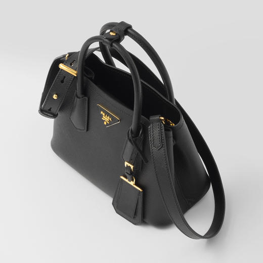 PRADA 普拉达 女士 Saffiano 十字纹皮革珐琅金属三角形徽标迷你提挎包 黑色 1BG443 2A4A F0002 XOO 商品图1
